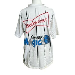 Vintage 90s Orlando Magic Budweiser NBA White T-Shirt L. Cotton
